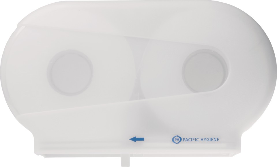Pacific Hygiene D33W Double Jumbo Toilet Roll Dispenser White