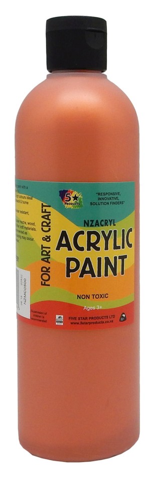 5 Star NZACRYL Acrylic Paint 500ml Metallic Copper