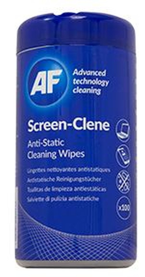 AF Screen-Clene Cleaning Wipes Anitstatic Tub 100