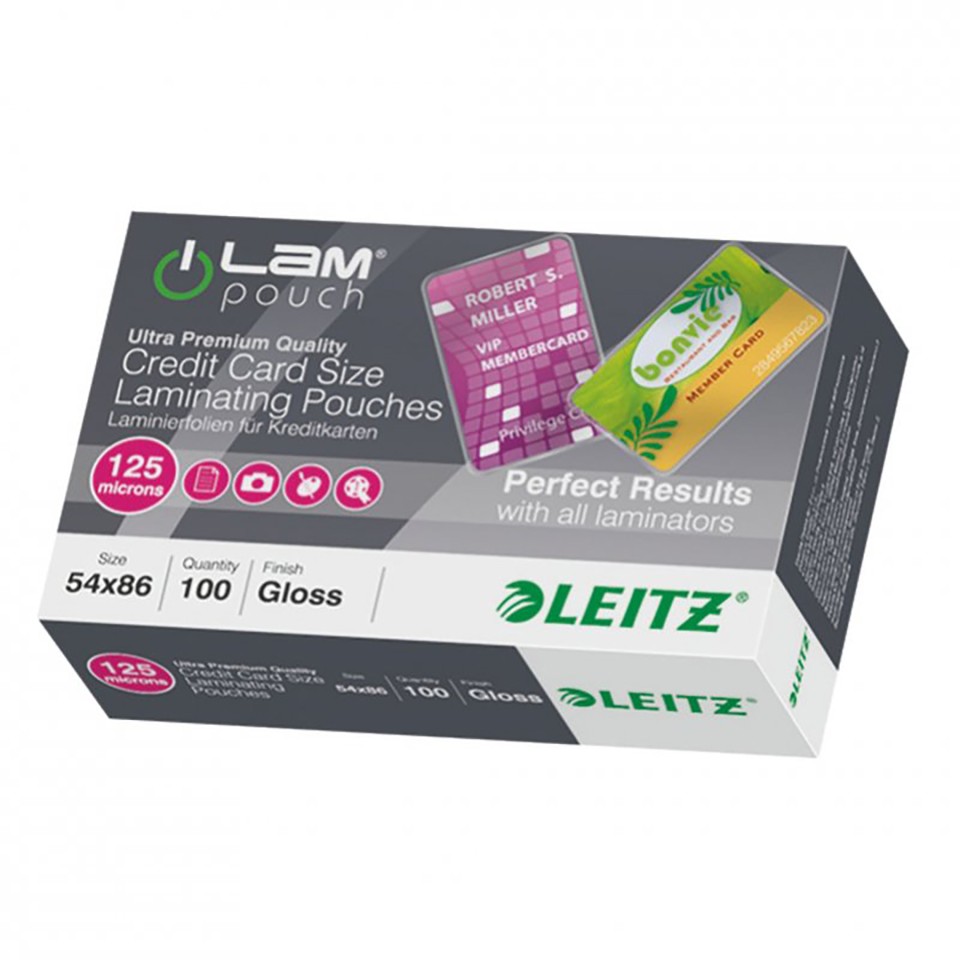 Leitz Ilam Laminating Pouches Credit Card 54 x 86mm 125 Micron Pack 100