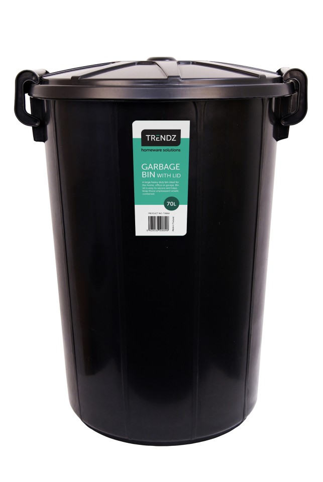 Trendz Garbage Bin with Lid Black 70 Litre T0664