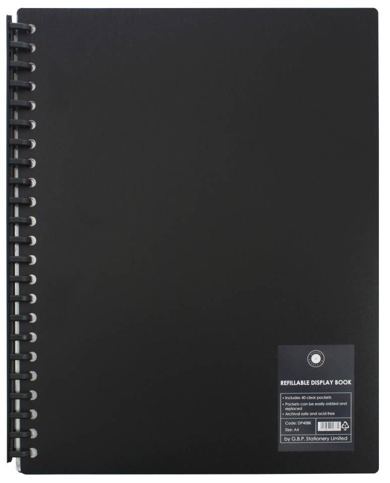 Office Supply Co Display Book A4 40 Pocket Refillable Black