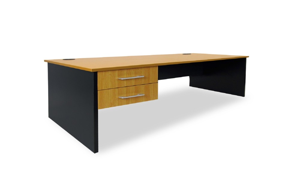 Delta Straight Desk With Drawers 1500Wx800D Beech Top / Charcoal Frame