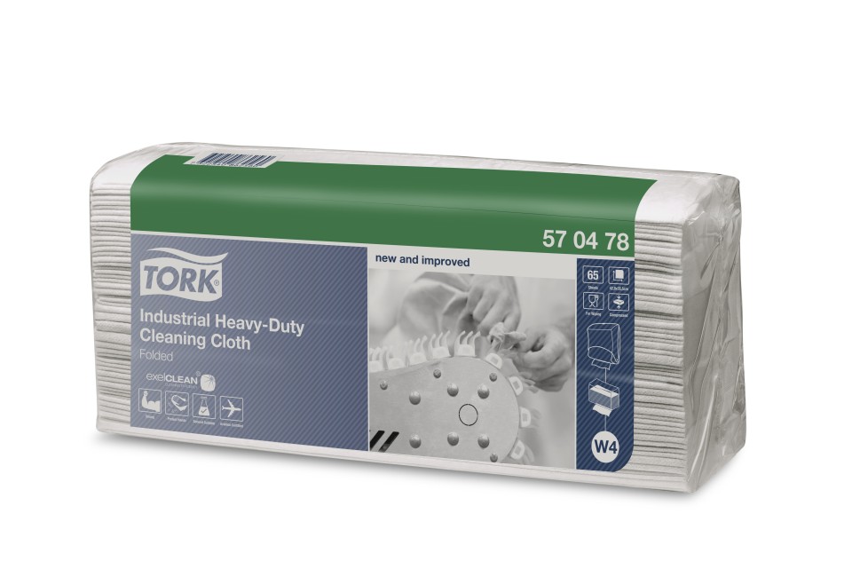Tork W4 Industrial Heavy Duty Folded Cleaning Cloth White 570478 Pack of 65 Sheets