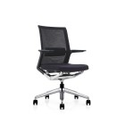 Wing Boardroom Chair Polished Base with arms High Back Black Mesh image
