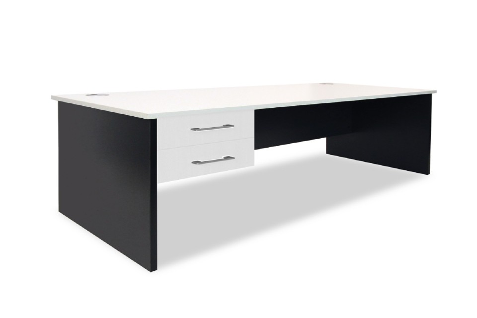 Sonic 1500 Straight Desk With Draws Charcoal/white