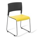 Eden Slim Black Stacking Chair With Vinyl Upholstered Seat image