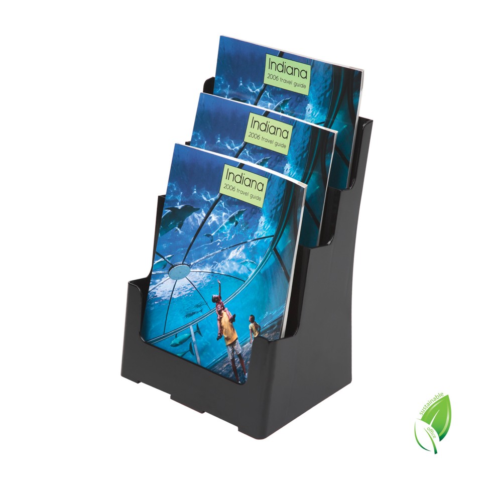 Deflecto Recycled Brochure Holder 3 Tier A4 Black