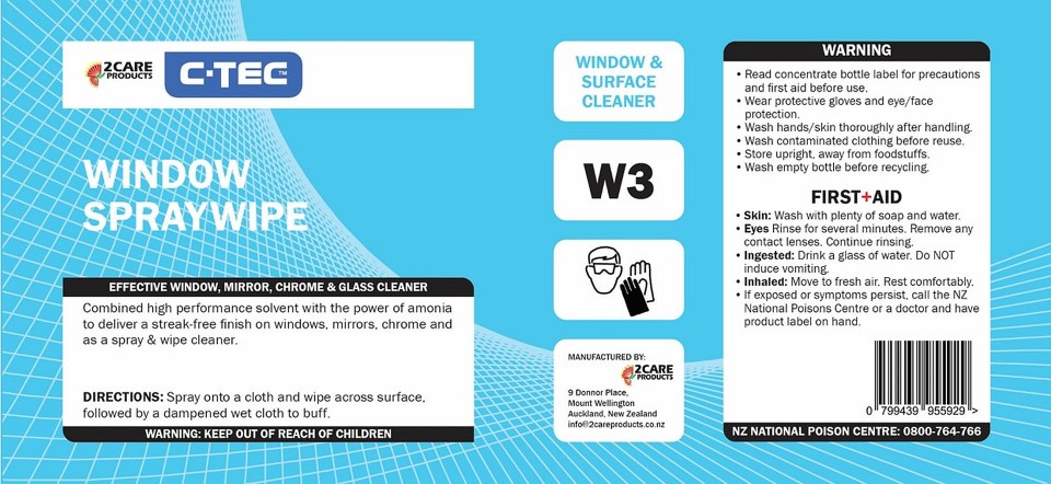 C-TEC Window Spray Wipe Label - Sheet of 3