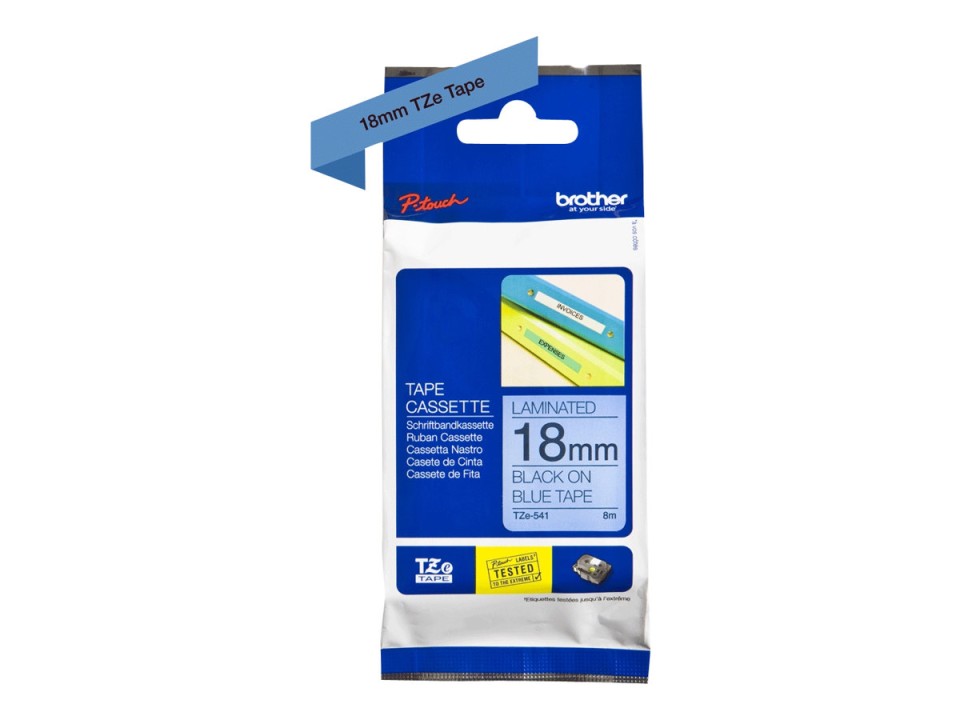 Brother P-Touch Labelling Tape Laminating TZe-541 18mmx8m Black On Blue
