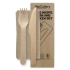 Biopak 100% FSC Certified Wooden 160mm Cutlery Set  Knife Fork with Napkin Box 100 image