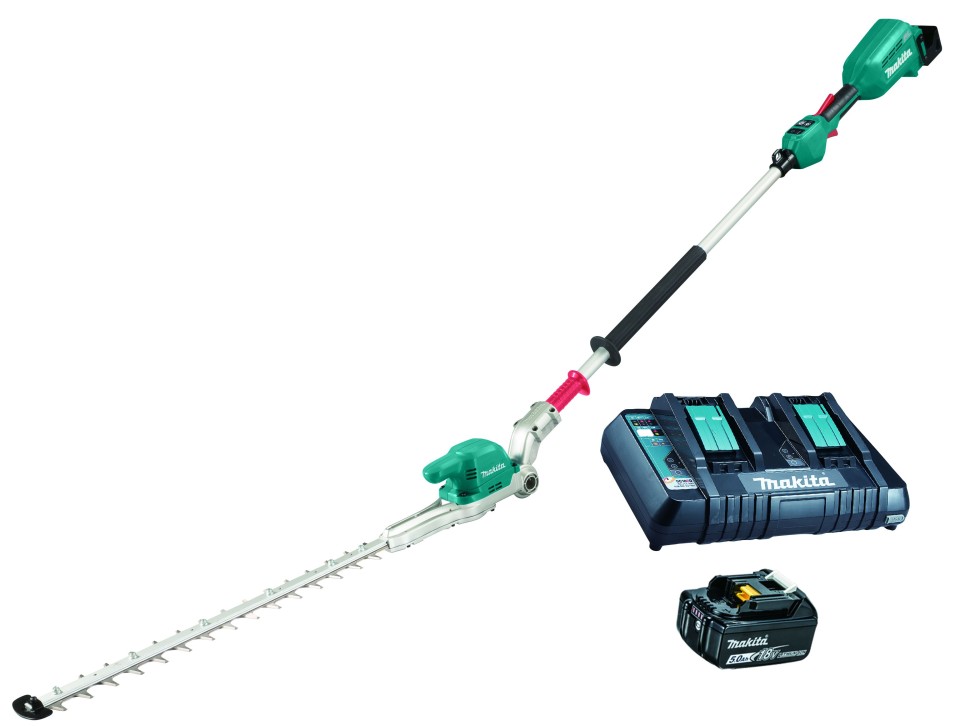 Makita DUN500W LXT Brushless 500mm Articulating Pole Hedge Trimmer 5.0Ah Kit