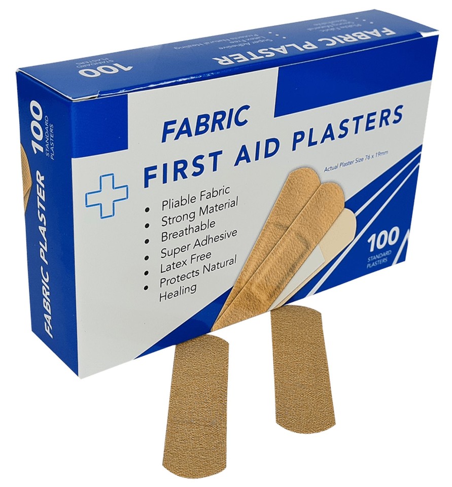 First Aid Plasters Fabric Skin Colour 76mm x 19mm box of 100 