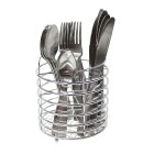 Connoisseur Cutlery Set Satin Stainless Steel With Chrome Wire Caddy 24 Piece image