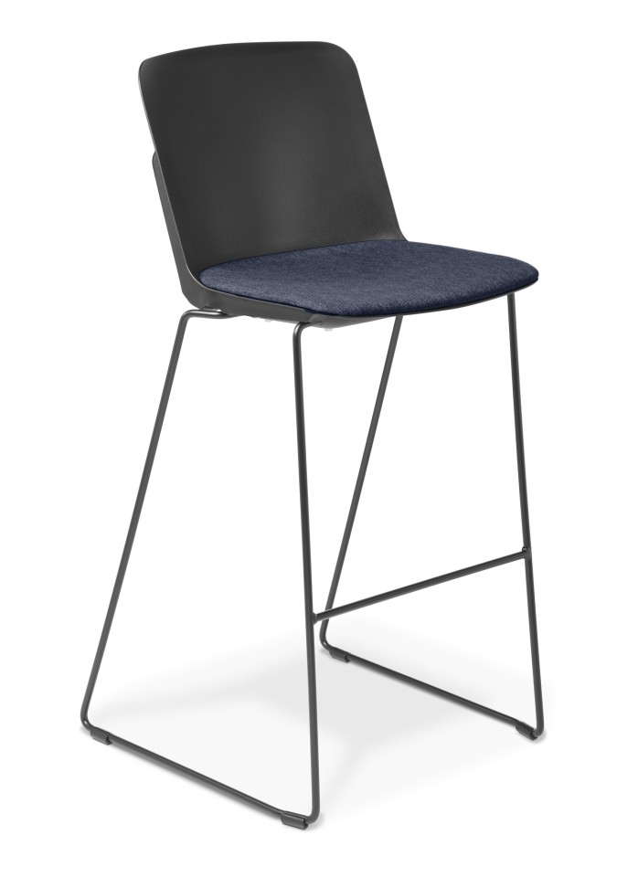 Scout Barstool Black With Upholstered Seat