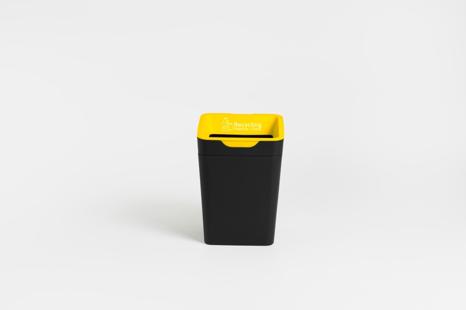 Method Yellow Plastics & Cans Open Lid Recycling Bin 20 Litre