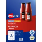 Avery Gloss Rectangle Labels  Laser & Inkjet Printers 62 X 42 Mm Pack 180 Labels (980013 / L7109) image