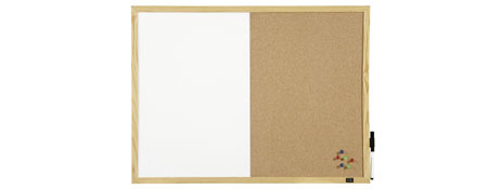 Quartet Whiteboard/Cork Board Pine Frame 600 x 900mm