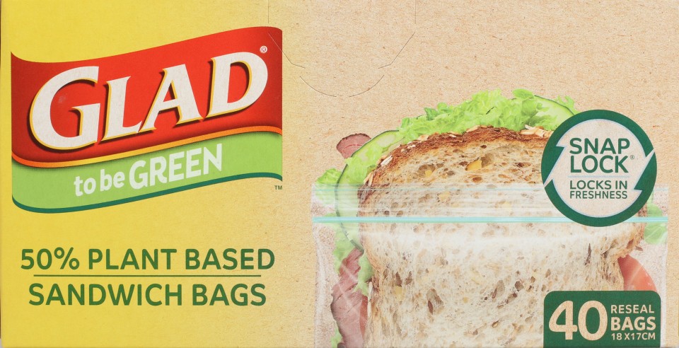 Glad To Be Green Storage Bags Plant Based Resealable 180x170mm Pack 40