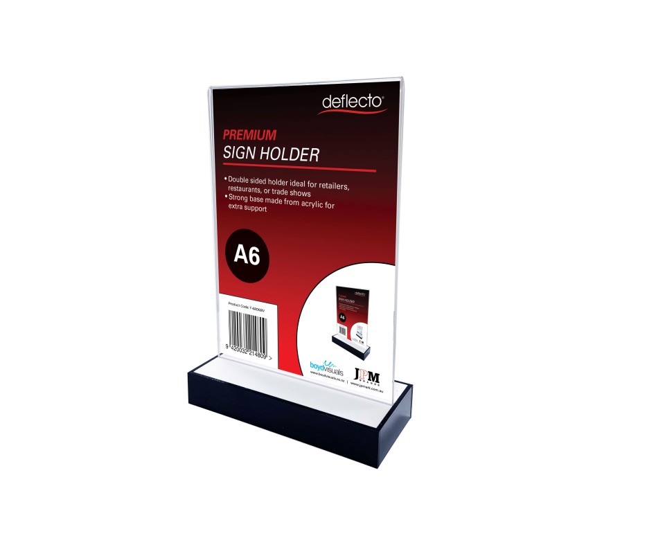 Deflecto Sign Holder Premium Acrylic Base A6