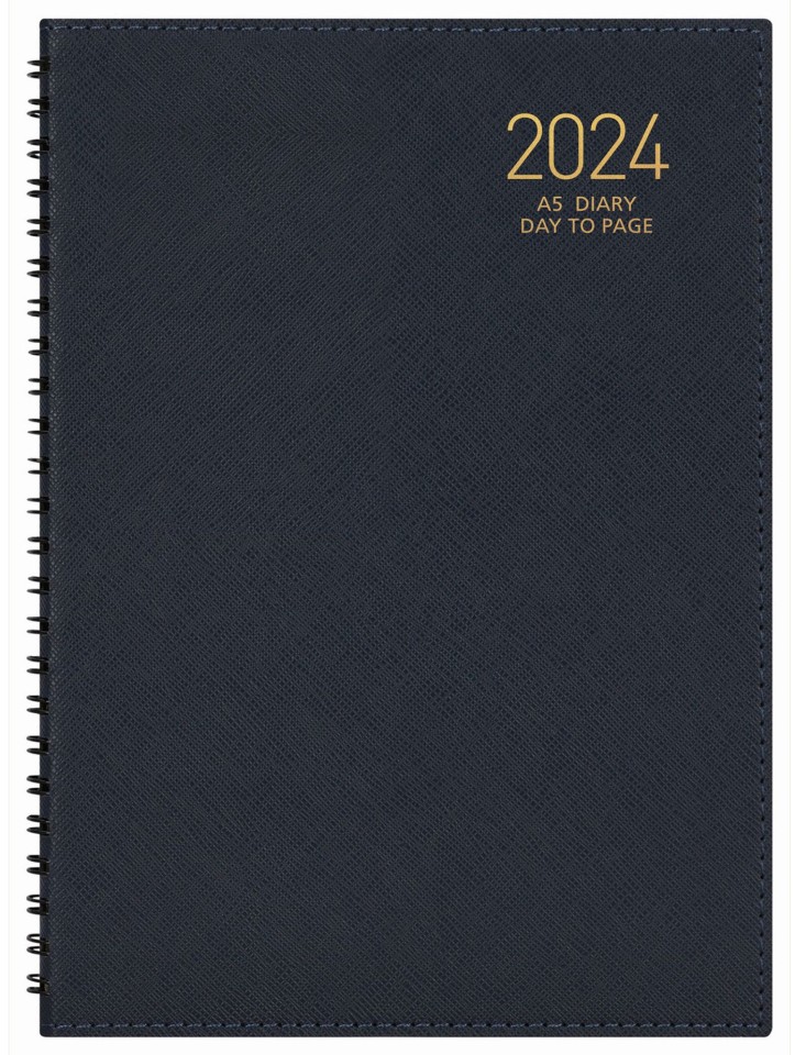 Ambassador 2024 Kingsley Diary A5 Day To Page Navy