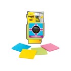 Post-It Super Sticky Notes Full Adhesive Assorted Colours 76x76mm Pack 4 image