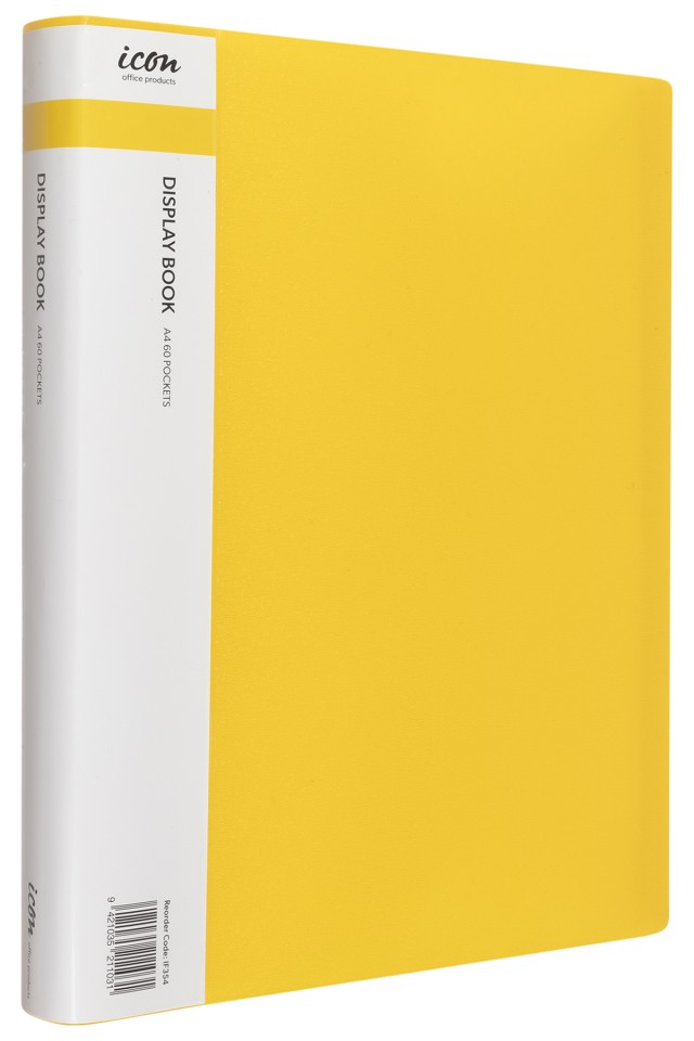 Icon Display Book With Insert Spine A4 60 Pocket Yellow