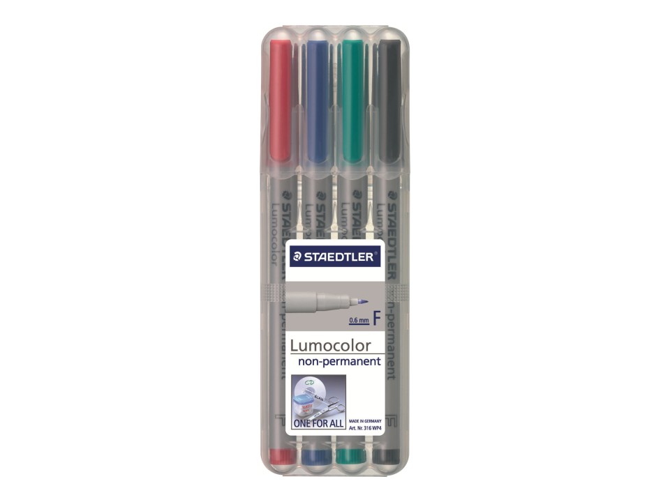 Staedtler Lumocolor Overhead Projection Pen Fine Water-Soluble Assorted Colours Set 4