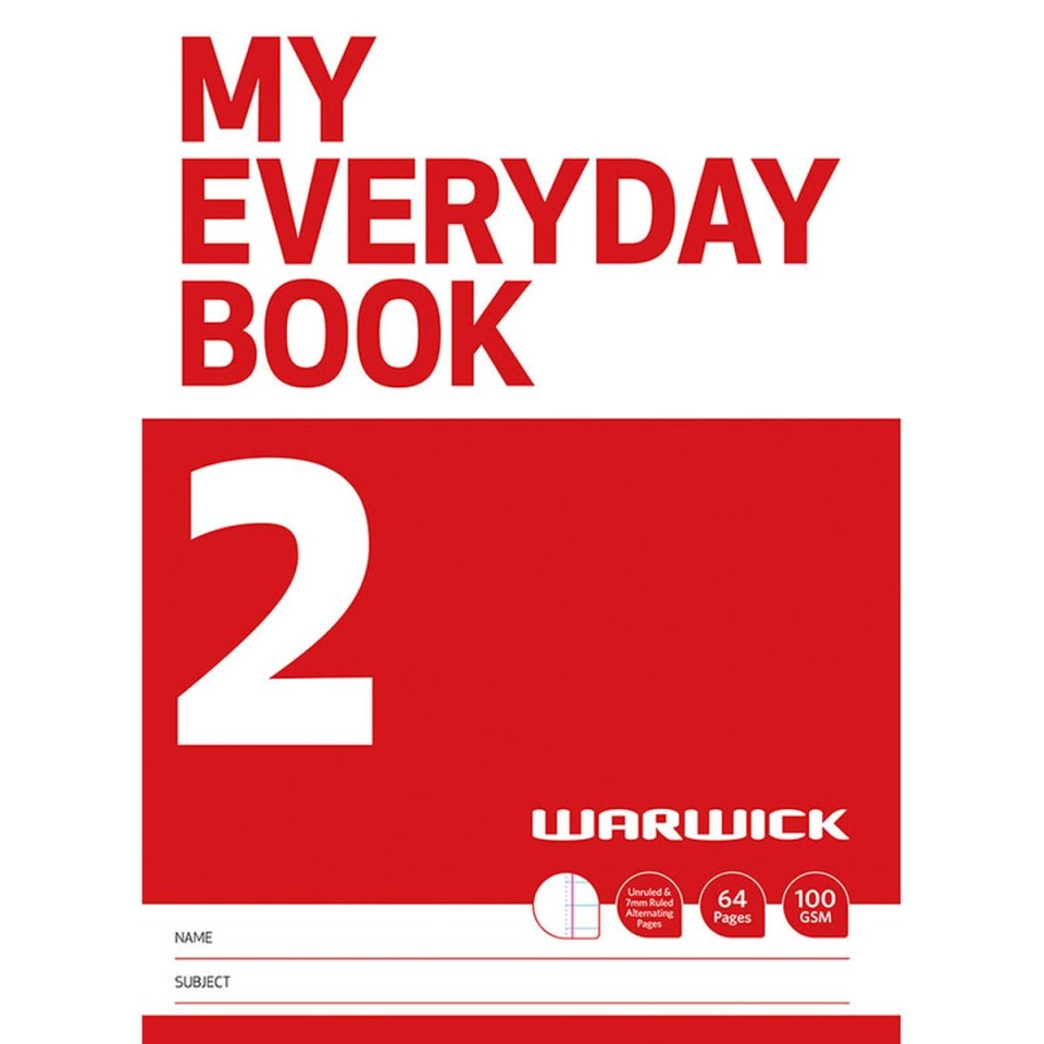 Warwick My Everyday Book 2 Unruled 7mm Ruled 64 Page