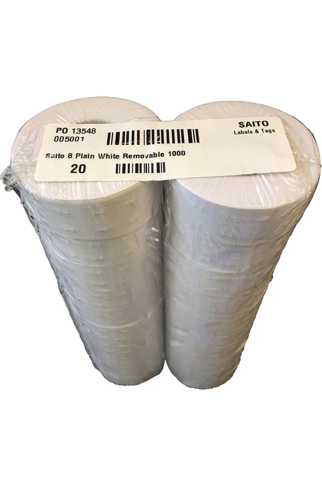Saito Tamperproof Removable Labels 8/sa White Roll 1000 Labels