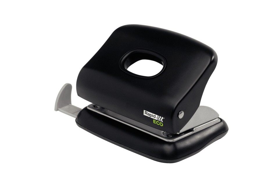 Rapid Eco 2 Hole Punch Recycled 25 Sheet Black