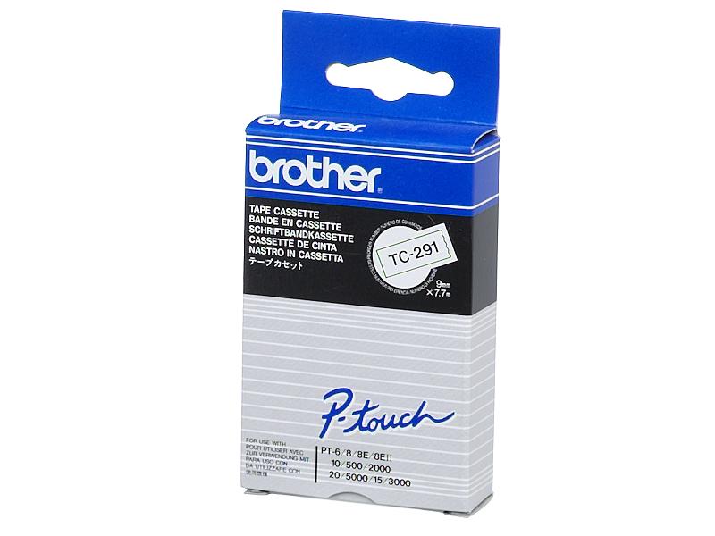 Brother Labelling Tape TC-291 9mmx8m Black On White
