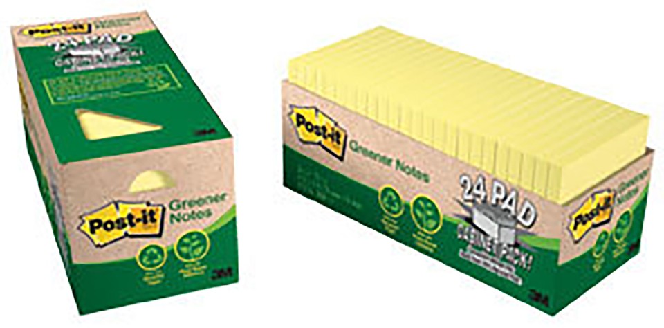 Post-it Greener Notes 654R-24CP-CY 76x76mm Yellow Cabinet Each