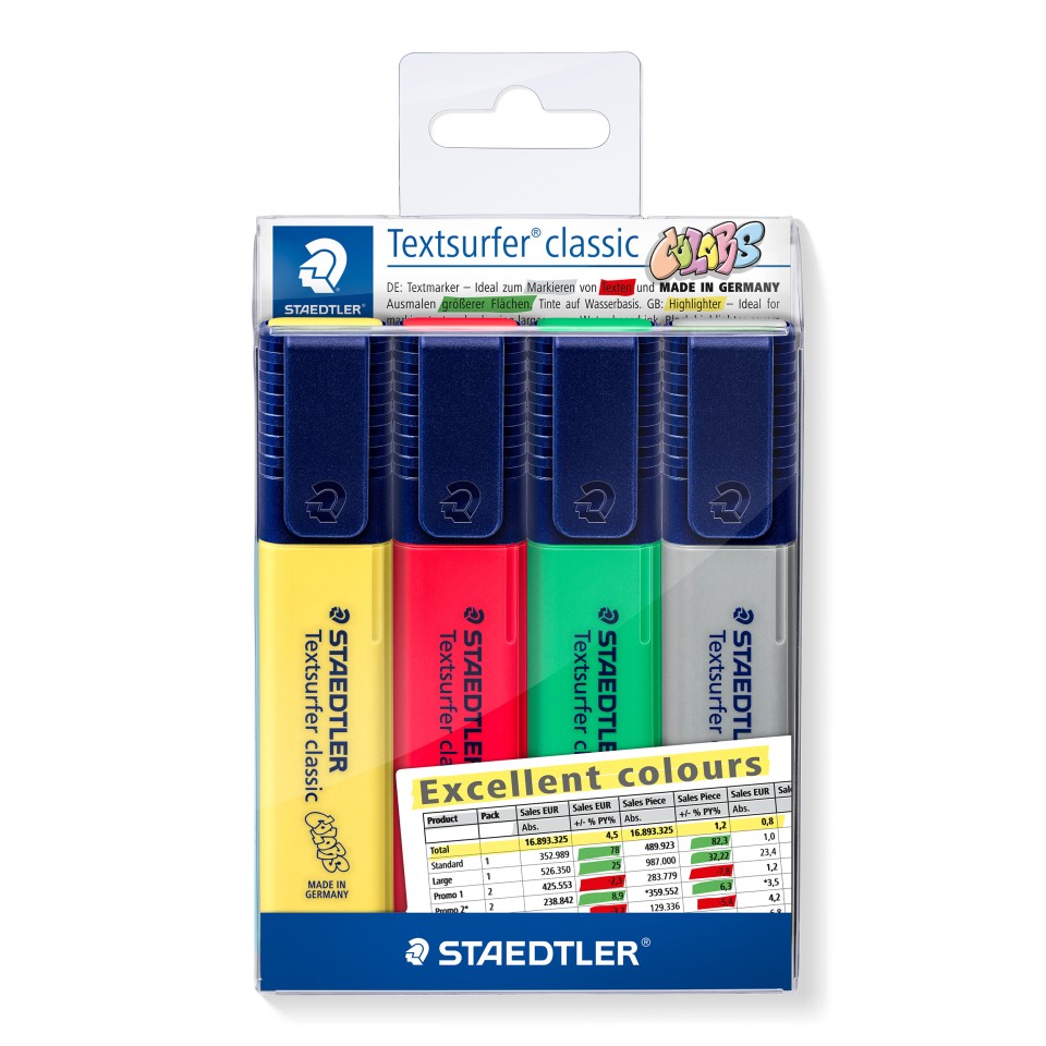 Staedtler Textsurfer Highlighter Assorted Colours Pack 4