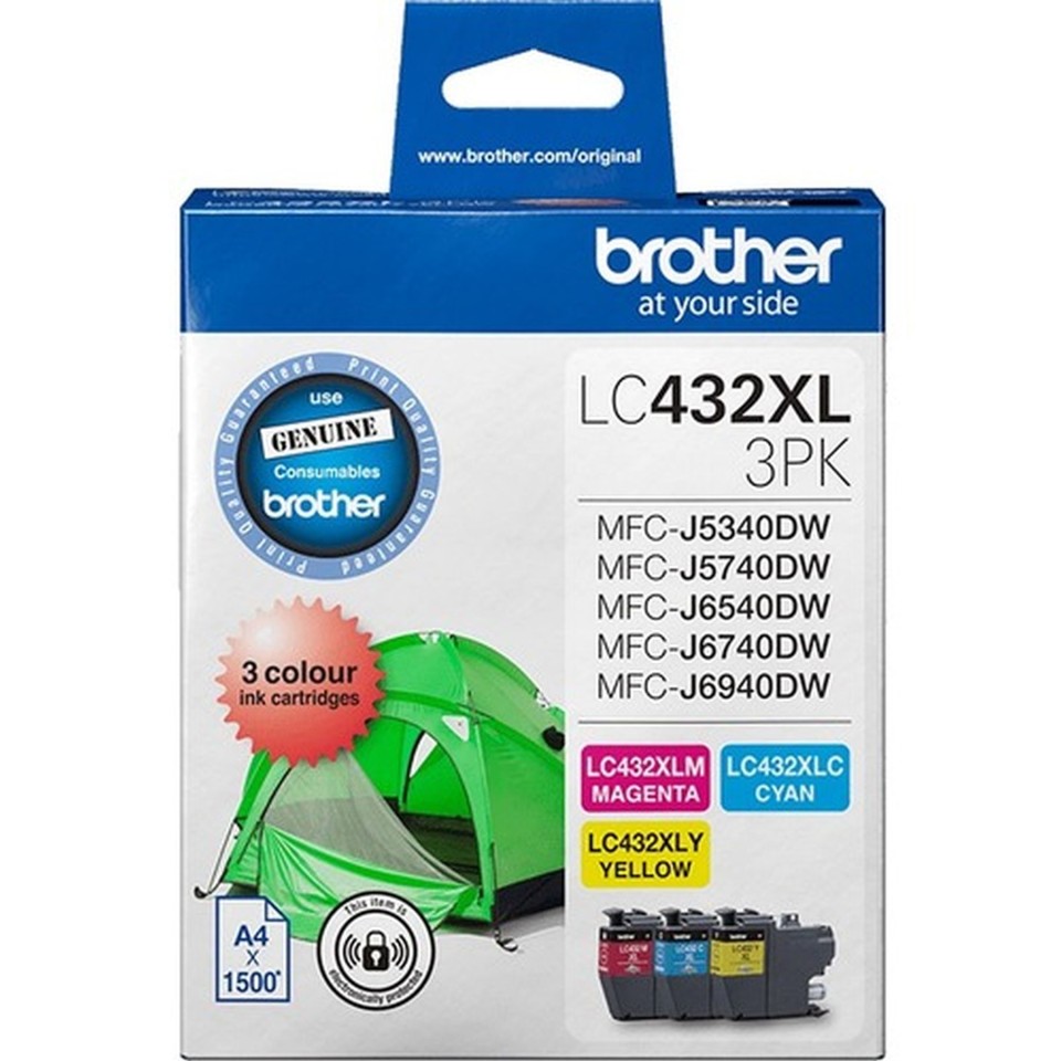 Brother Inkjet Ink Cartridge LC432XL High Yield Tri Colour Pack 3
