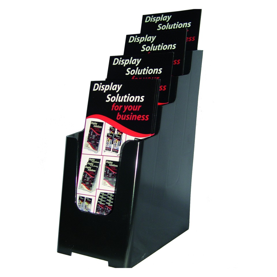 Deflecto Recycled Brochure Holder DLE 4 Tier Black