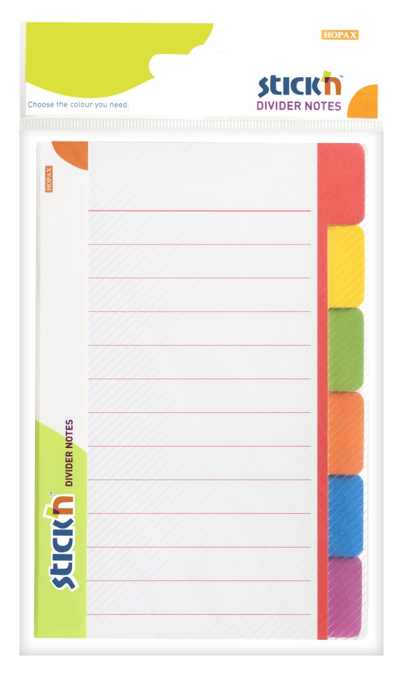 Stick'n Magic Divider Lined Notes 148x98mm Neon 6 Colours 60 Sheets Each