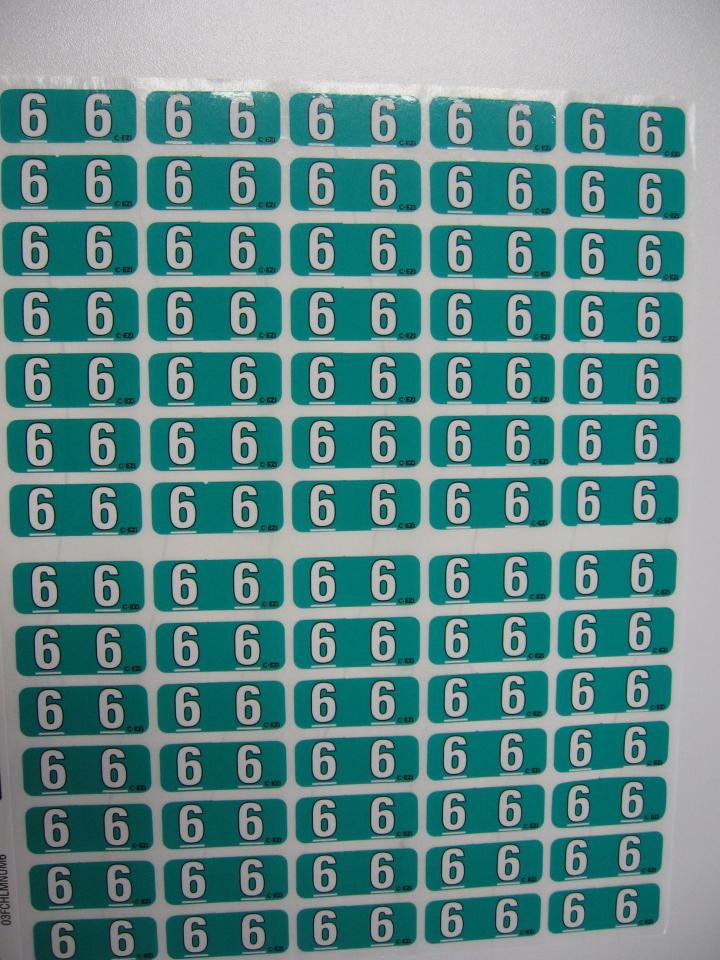 Filecorp C-Ezi Numeric Lateral Labels Mini Number 6 12mm Sheet 70