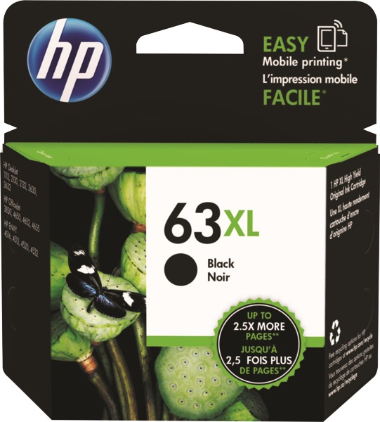 HP Inkjet Ink Cartridge 63XL High Yield Black