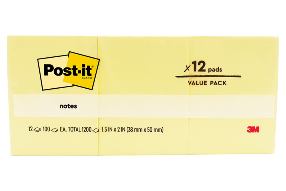 Post-it Self-Adhesive Notes 653-Y 36x48mm 100 Sheet Pad Yellow Pack 12