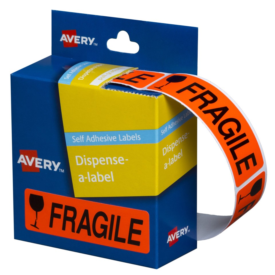Avery Fragile Labels Dispenser 937252 64x19mm Pack 125 Labels