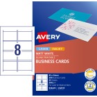 Avery Printable Business Cards 260gsm 85mm X 54mm White Matt Finish Double Sided Pack Of 200 image