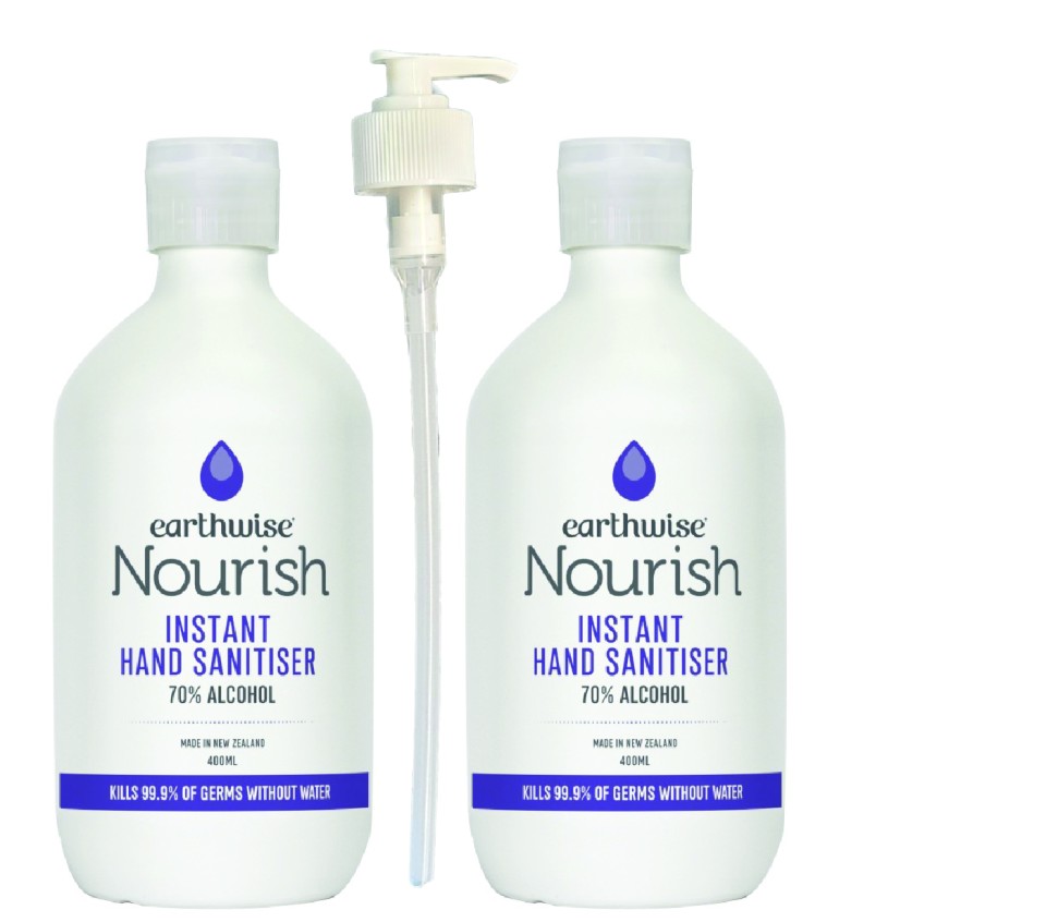 Earthwise Nourish Premium Hand Sanitiser 400ml - Pack Of 2 With Lotion Pump