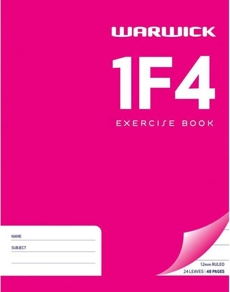 Warwick 1F4 Exercise Book 24 Leaf Ruled 12mm 230x180mm