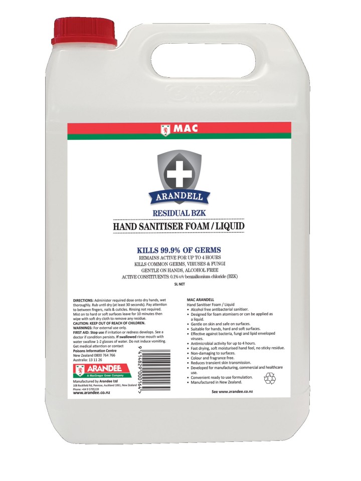 MAC Bzk Premium Non-Alcohol Foam Hand Sanitiser 5L