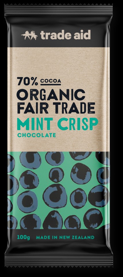 Trade Aid Organic 70% Mint Crisp Chocolate 100g