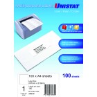 Unistat 38939 Labels 297X210mm White 1 Sheet Pack 100 image