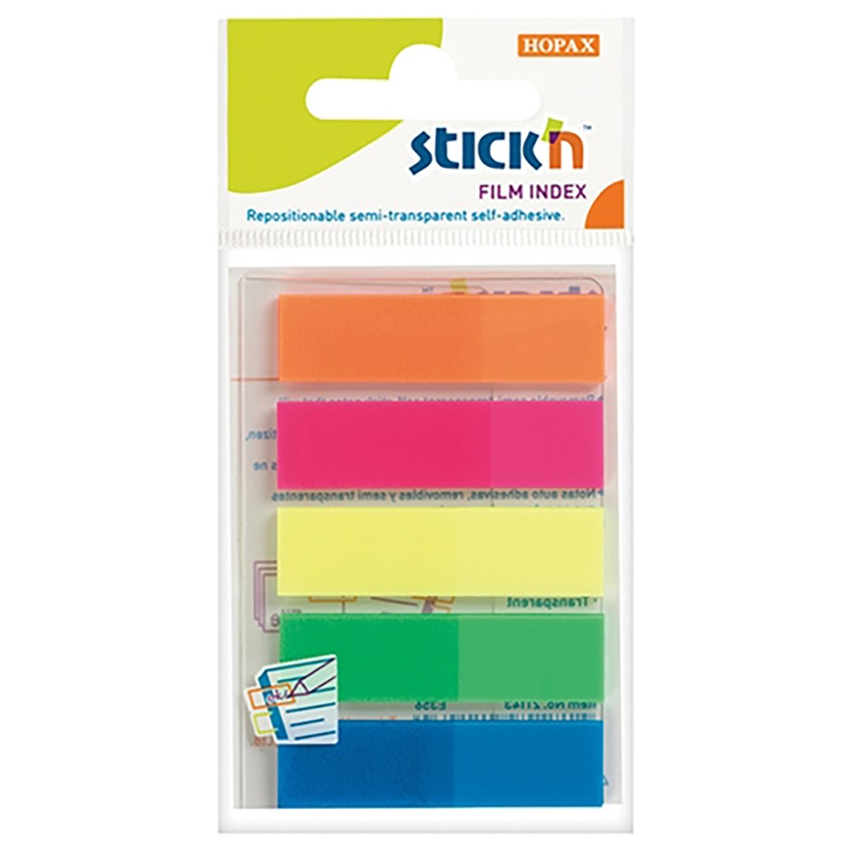Stick'n Flags Indexed Neon 45x12mm 5 Assorted Colours Pack 125 Flags
