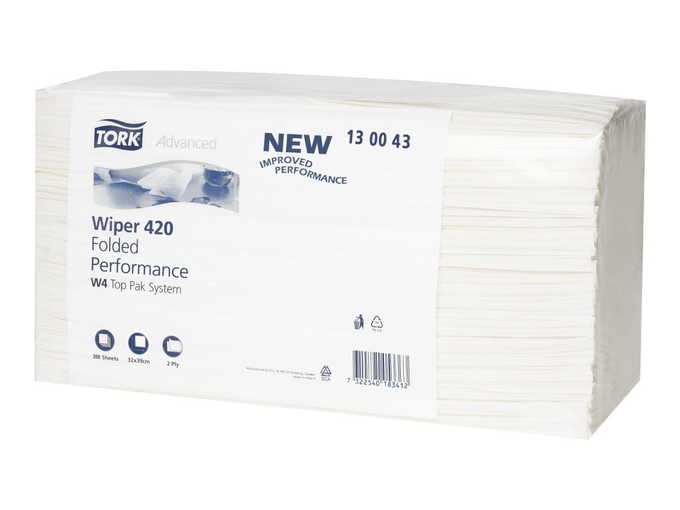 Tork W4 Wiping Paper Plus Folded 2 Ply 130043 White 200 Sheets Carton of 5