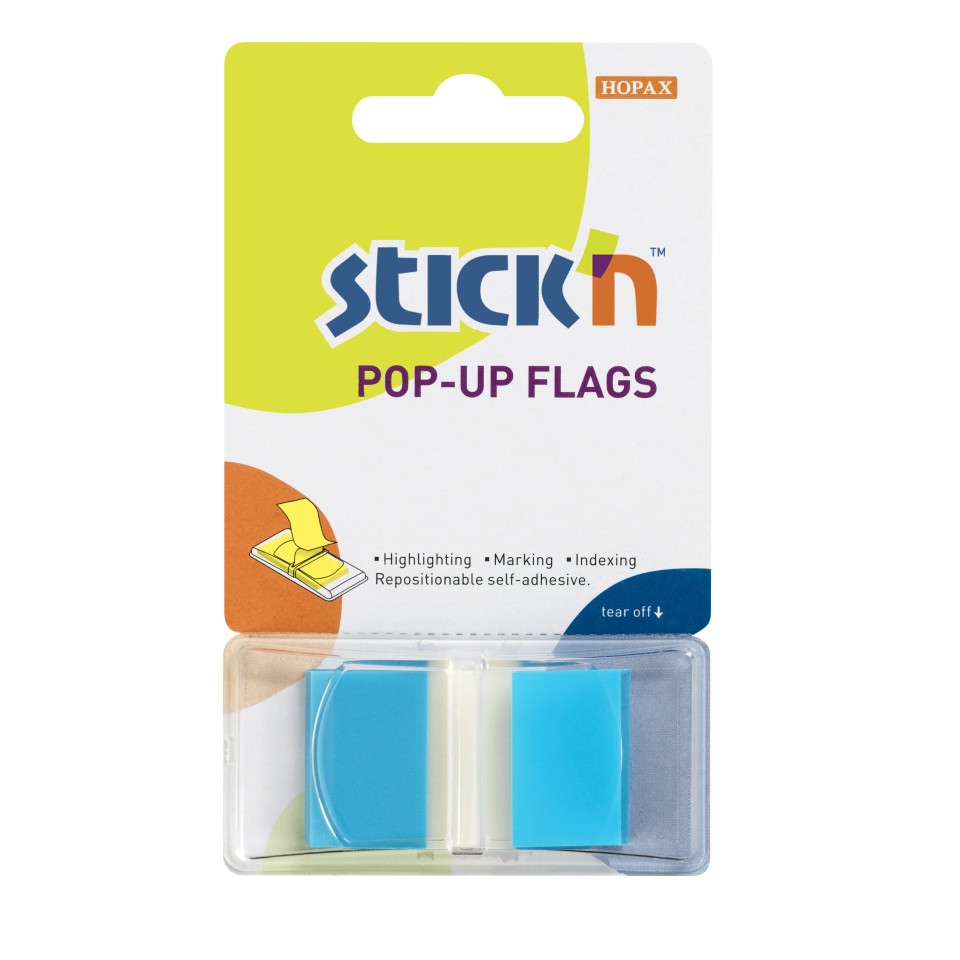 Stick'n Pop Up Flags 45x25mm Blue 50 Sheets Each